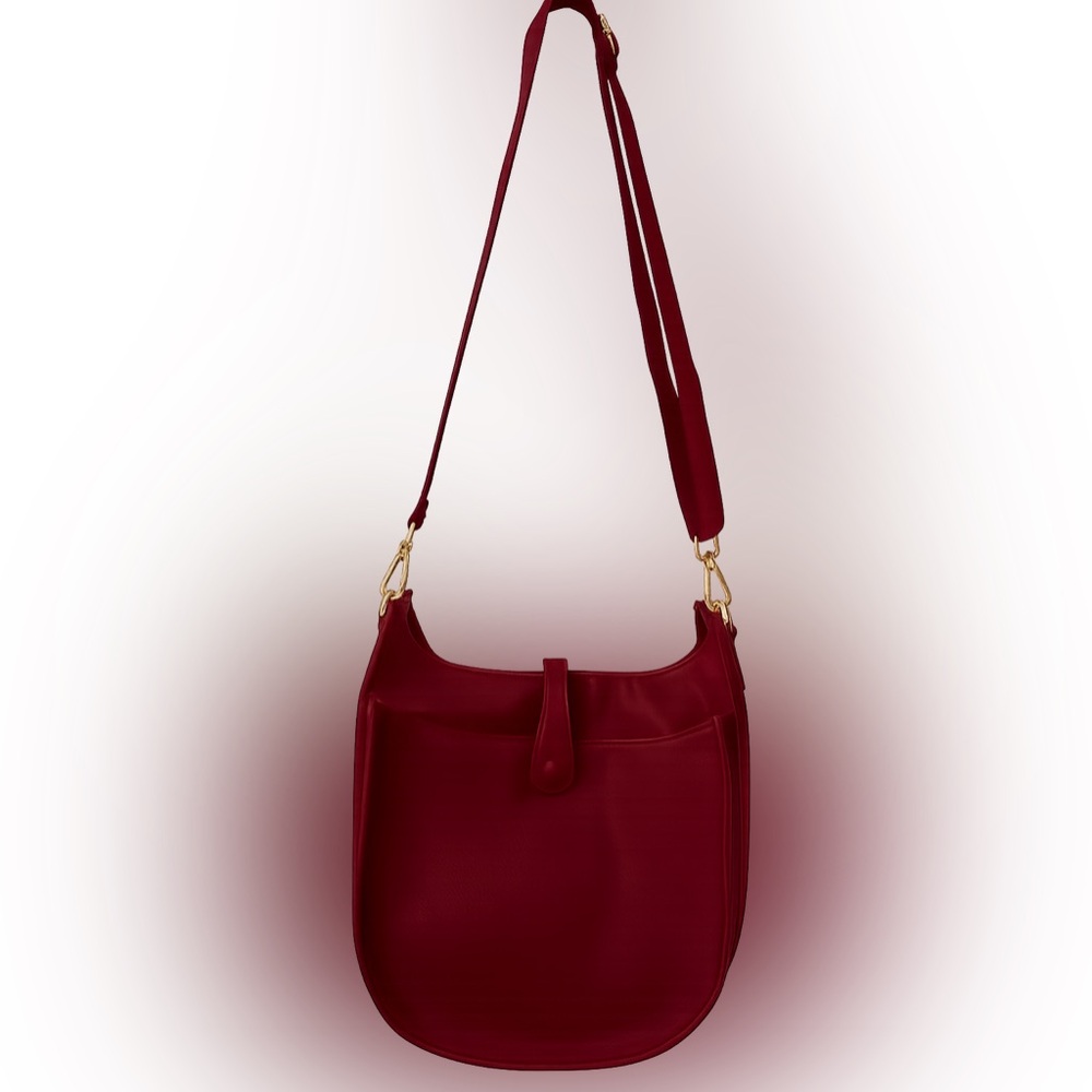Ahdorned Maroon Vegan Leather Messenger Bag with Crossbody Strap IMMACULATE